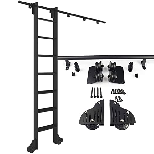 Slidt Door Track Kit Bibliothek Rolling Leiter Hardware Volles Set, (No Leiter) Stahlrohr -Röhrchen Mobile Leiterstrecke mit Bodenwalzenrädern für Heim/Innenräume/Loft ( Size : 200cm Gleisbausatz ) Cover