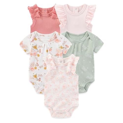 Image of falianni Four Seasons Baby Boy Girl Bodysuits 5-Pack Cotton Comfort Short Sleeve Baby Clothes Soft Infant Outfits