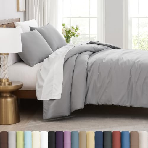 Oversized Twin Duvet Cover/Twin XL Set Zipper 69x98 1 Shams Soft Steel Grey