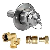 PRO-RVER All Metal RV Water Inlet Marine Quality Stainless Steel Water Inlet 90degree Brass Elbow Brass Quick Hose Connector Upgrade Replacement Water Fill Inlet for RV Camper Motorhome Boat (1 SET)