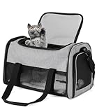 Katzentasche Transporttasche, Katzentragetasche Leicht, Belüftete Katzentransportbox für Reisen,Auto,Tierarzt, bis 6 kg,Tragbar Faltbare Haustier Tragetaschen mit Schultergurt