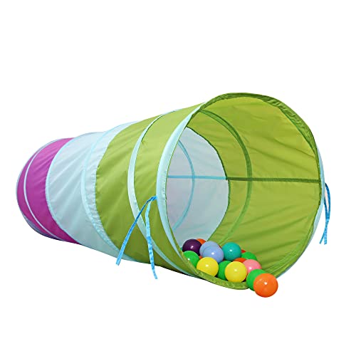 LimitlessFunN Crawling Kids Play Tunnel [ Pop Up Portable Rainbow Tunnel ] for Children, Toddlers, Boys & Girls, Pet, Dogs & Cats, Indoor & Outdoor Toys (Purple, Blue, Green)