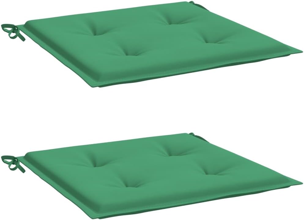 vidaXL Garden Chair Cushions in Green Oxford Fabric, Set of 2 - Outdoor Comfortable Seating Solution with Foam Fiber Filling – Size 19.7"x19.7"x1.2"