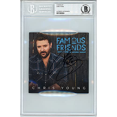 Autographed Chris Young Famous Friends CD Album Cover Beckett BAS Authentic Slabbed COA Country Music Merchandise Memorabilia