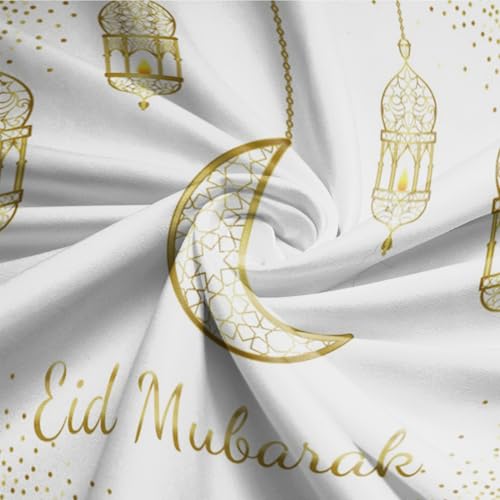 Baocicco 7.5ft Eid Mubarak Round Backdrop Cover Circle Arabian Ramadan Mubarak Islamic Muslim Circle Backdrop Gold Moon Lantern Circle Circle Background Polyester for Hajj Festival Party Decor Banner by Baocicco - Used condition - Image 5