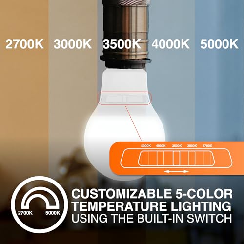 Sylvania A19 9W = 60W LED Light Bulb, 5 Color Temperature Select (2700/3000 / 3500/4000 / 5000K), 800 LMS, Medium Base, Frosted - 8 Pack (42558) by LEDVANCE - Used condition - Image 2