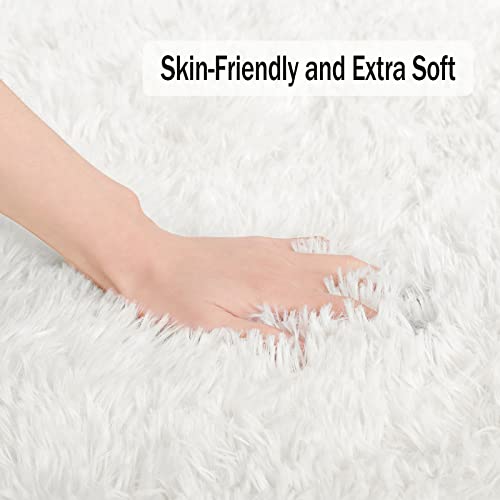 Wellber Modern Soft Cream White Shaggy Rugs Fluffy Home Decorative Carpets, 5X8 Feet, Rectangle Durable Plush Fuzzy Area Rugs For Living Room Bedroom Dorm Kids Room Nursery Indoor Floor Accent Rugs #TOP1