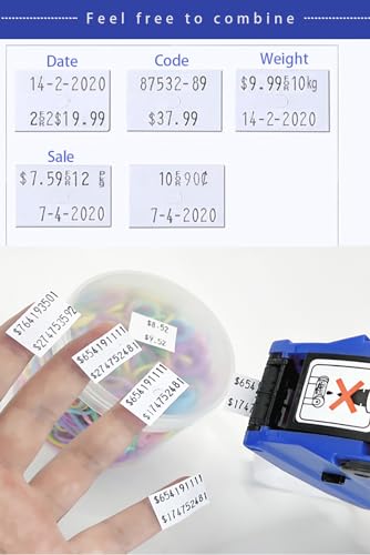 NaviLintek Price Gun Labeler,2 Line 20-Digit Pricing Stickers Machine w/ 1500 Red 1500 Orange 4800 White Labels 2 Ink Rolls,Date Code Tagging Maker for Retail Garage Sale,Label Tag Applicator (Elite)