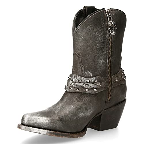 New Rock Women's Leather Western Cowboy Ankle Boots #TOP30