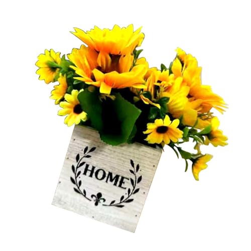 Xuancai Maceta de madera artificial con jarrón para bodas, fiestas, centros de mesa, alféizar de ventana, patio, decoración de suculentas