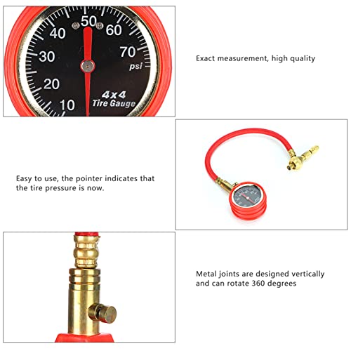 Medidor de presión de neumáticos en ABS y metal resistente de 0-70 Psi 4