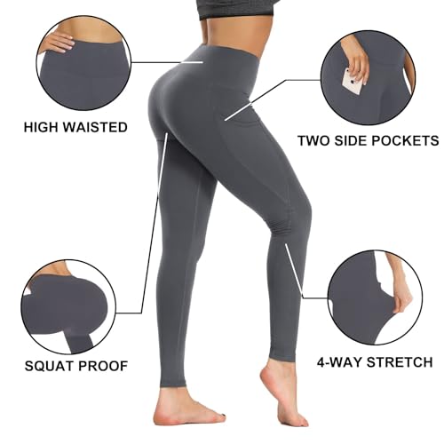 GAYHAY High Waist Yoga Pants with Pockets, Leggings for Women Tummy Control Compression Workout Leggings for Women