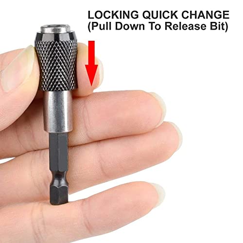 Right Angle Drill Attachment For Drill Impact Driver Extension Set Magnetic Bit Holder Locking Offset Attachments Degree Adapter Cordless Power Tight Space Tool Small Spot Corner Long Hex Extensions #TOP4