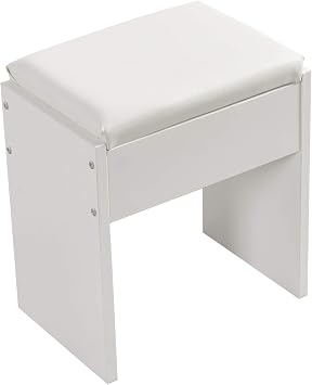 Mondeer Dressing Table Stool, White Soft Padded Vanity Stool