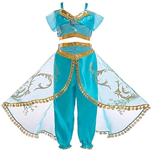 Atorcher – Costume de princesse Jasmine pour filles, costume à paillettes pour enfants