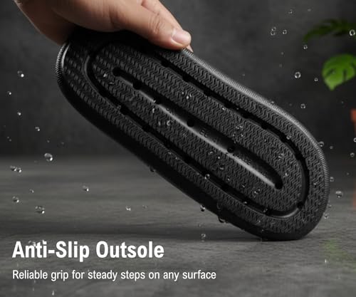 Image of Kraasa Cloudfoam Pillow Slippers for Men Non Slip Quick Drying Shower Slides Bathroom Sandals | Ultra Cushion | Thick Sole