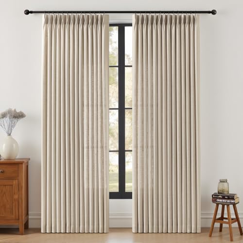 Birch Pinch Pleated Sheer Linen Blend Curtains 84 Inch for Living Room by IVAPUPU - Used condition - US$35.99