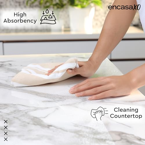 Miniatura 3 de Encasa Xo Paños De Cocina 28x18 In 70x45 Cm Juego De 4 Piezas Acabado Antibacteriano, Algodón Orgánico, Altamente Absorbente Para La Limpieza De Platos - Franca Franja De Beige