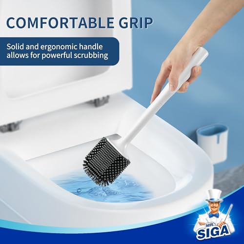 Image of MR.SIGA Toilet Brush and Holder Wall Mounted, White, 1 Pack
