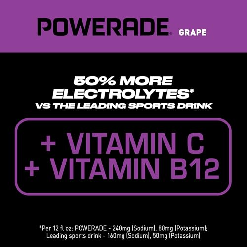 Image of POWERADE Sports Drink Grape, 20 Ounce (Pack of 8) | Sport Beverage Enhanced with Electrolytes | 50% More Electrolytes vs. the Leading Sports Drink (per 12oz serving)*