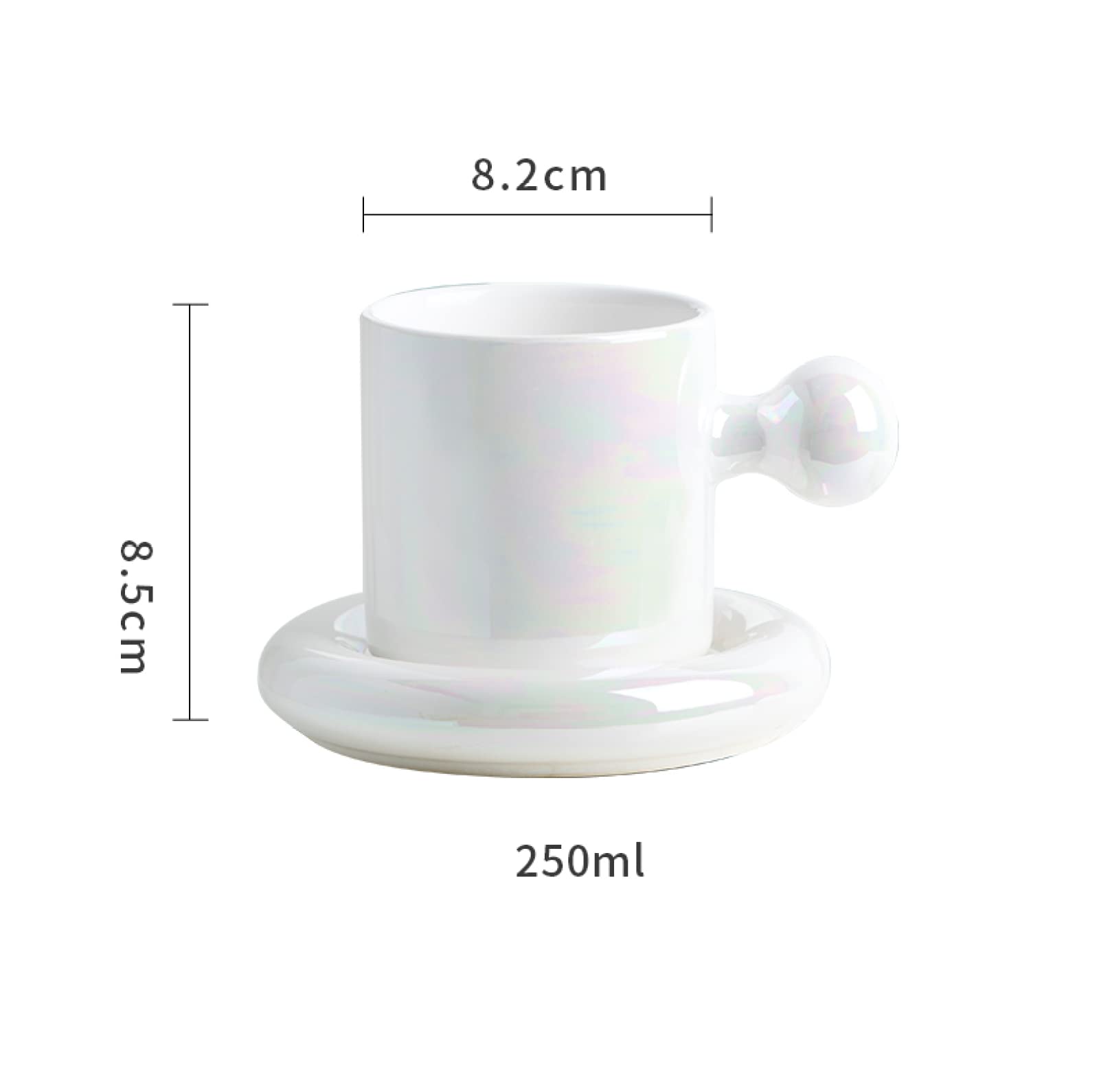 Tazza da caffè in ceramica Bianco tuorlo d'uovo con piattino Tazza da tè Tazza da caffè in ceramica Tazza Regalo per ufficio e casa