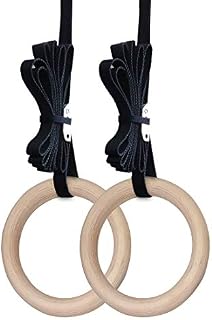FORLRFIT Wooden Gymnastic Rings,Olympic Gym Rings with Heavy Duty Adjustable Straps for Gym,Cross Training,Strength