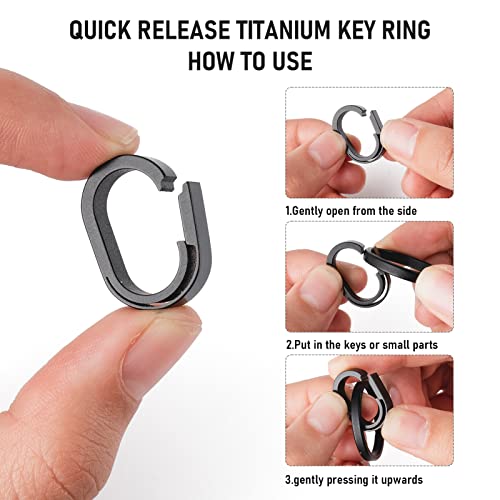 Fegve Titanium Key Chain Rings With 2 Stainless Steel Key Rings, Mini Carabiner Key Holder Small Quick Release Connecting Keychain Accessories For Home Car Keys Bag Pendant #TOP2
