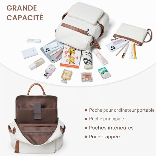 Shrrie Sac à dos pour ordinateur portable 15,6 pouces femme en cuir végan – vue 3