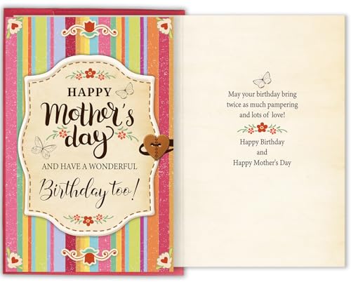 Bablira Birthday and Mother's Day Card for Mom, Heartfelt Mother's Day Gift for Woman, Happy Birthday and Happy Mother's Day Card