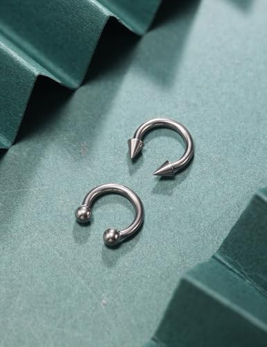 F136 Titanium 20/18/16/14/12/8/4/2g Septum Nose Rings Gauge Earrings Lip Rings Prince Albert Jewelry Internally Threaded Horseshoe Hoop Piercings2