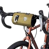 GORIX(ゴリックス)フロントバッグ ロードバイク 自転車 小型 アウトドア コンパクト ふろんとばっぐ (KARA) ハンドルバッグ おしゃれ ミニベロ クロスバイク 自転車バッグ (オリーブｘブラック, Mサイズ)