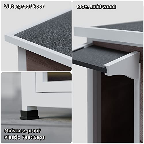 Wishive Outdoor Cat House With Cat Scratching Post, Weatherproof Feral Cat Shelter Outdoor With Escape Door, Wooden Outside Cat Condos For One Or Two Cats, Grey-Brown #TOP5