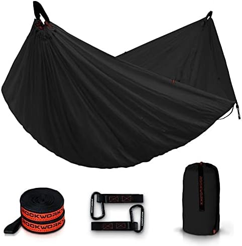 ROCKWORKX Camping Hammock USA Single & Double Portable Multi-Use as Sunshade/Weather Shade/Tent Cover for Compact Travel Indoor & Outdoor (Multiple Colors)