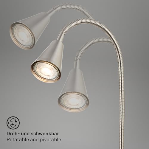 BRILONER - Lampka do czytania z portem USB, włącznik/wyłącznik, wychylna, wtyczka, kinkiet wewnętrzny, lampa ścienna, lampka do łóżka, lampka do czytania, lampka nocna, wysokość 50 cm, matowy nikiel