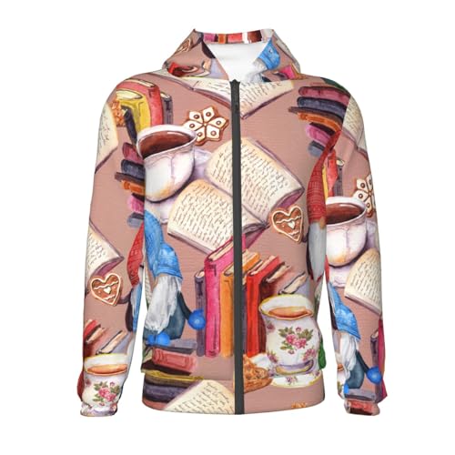 Gnomes Books Tea Cups Kids Pullover Hoodies Boys Zip Up Sweatshirts Girls Athletic Clothes with Pocket2