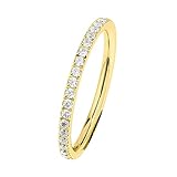 Artikelnummer: R454.WH Ernstes Design Evia Ring, Vorsteckring, Beisteckring, Edelstahl beschichtet in Farbe Gold mit Zirkonia rundherum R454.WH (54 (17.2))
