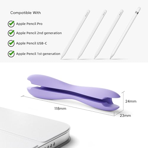 ELETIUO Grip Compatible with Apple Pencil Pro,1st/2nd Generation,USB-C Model,Protective Silicone Sleeve Cover Ergonomic Dual-Head Design Compatible with Magnetic Charging and Double Tap,Purple by ELETIUO - Image 2