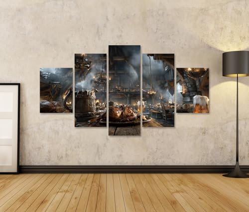 Tableau pour les fans médiévaux grand format impression d'art 5 pièces