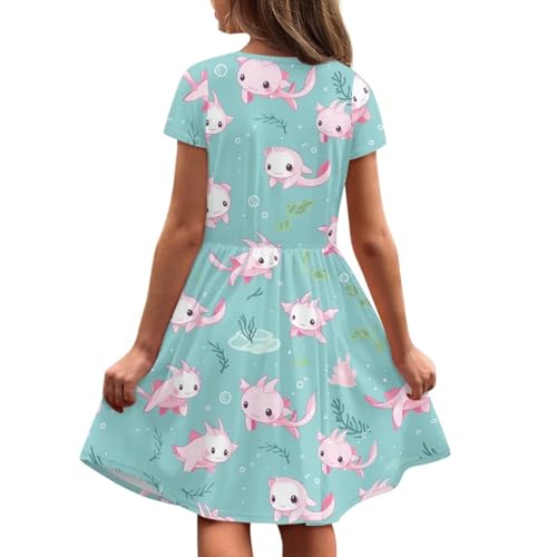 Uourmeti Casual Dress for Kids 2-3 Girls Summer Dresses Short Sleeve Midi Dress3