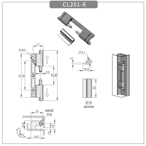 Charnière détachable invisible avec soudage de précision pour machine