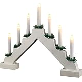 Lichterbogen mit 7 LED warmweiss, aus Holz Weiss lackiert, 42,5 x 32 cm, Batteriebetrieb