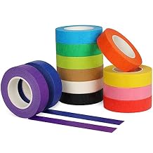 Guirnd 12PCS Colored Masking Tape, Arts & Crafts Supplies Colored Tape for Kids, Color Painters Tape Rolls 1.7cm x 18m 2/3In x 19.5Yards