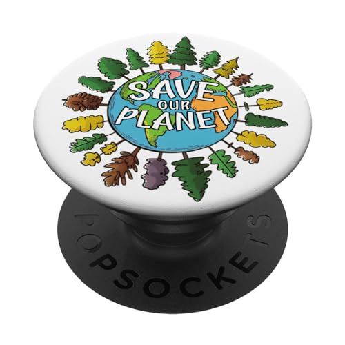 Salva nuestro planeta Cartoon Earth Day para niños PopSockets PopGrip Intercambiable
