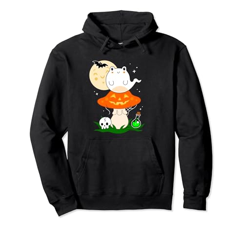 Lindo hongo Cottagecore Ghost Frog Toadstool de Halloween Sudadera con Capucha
