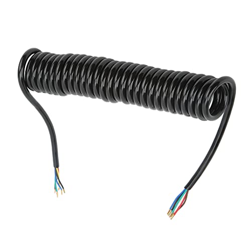 Trailer Extension Cable, 12.8ft 20AWG 7 Core Trailer Extension Coiled Cable, Polyurethane Copper Color Coded Trailer Tow Cord, for Car, Tow Truck RV