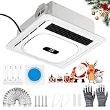 Bonoutil 4-in-1 Bathroom Exhaust Fan with Light and Heater 1800W Powerful Ventilation Bathroom Exhaust Fan with Heater 13.8in Panel Digital Display 3-Color LED Lighting Quiet (Style B, Ambient Light)