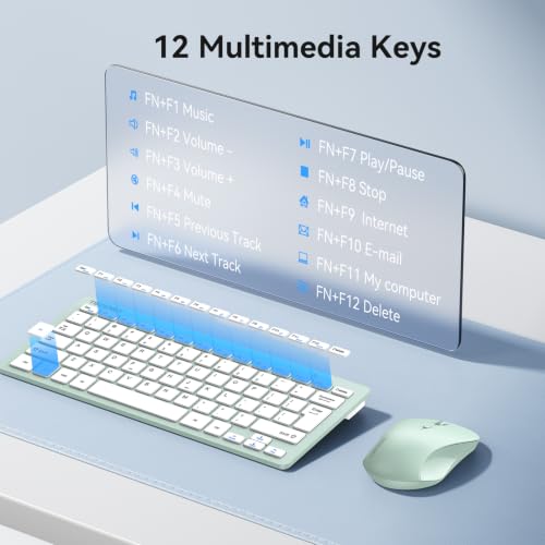 Image of TECKNET Wireless Keyboard and Mouse Combo, Mini Cordless Computer Keyboard and Mouse Set 2.4GHz, Silent Adjustable 1600 DPI, Quiet Click, Lag-Free for Computer, Laptop, PC, Windows, Mac, Chrome OS