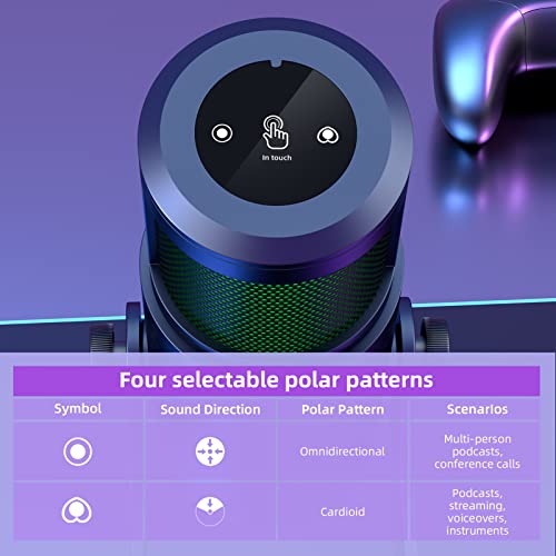 Aoliget Usb Microphone For Pc,Mac,Gaming,Recording,Streaming,Youtube,Podcasting,Tiktok,Studio And Computer Condenser Mic With Rgb,2 Pickup Patterns,Plug And Play #TOP3