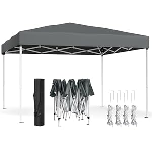 SONGMICS Pavillon 3 x 3 m, Faltpavillon, Gartenpavillon, Partyzelt, Sonnenschutz, Leichter Regenschutz, tragbar, für Hof, Garten, Markt, dunkelgrau GCT102GZ01