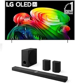 LG Smart TV OLED B6 4K de 77 pulgadas (OLED77B6GUA, 2026) Paquete S95TR Barra de sonido de 9.1.5 canales, Dolby Atmos, Dolby Vision, Wow Orchestra, WOWCAST, parlantes traseros, subwoofer inalámbrico